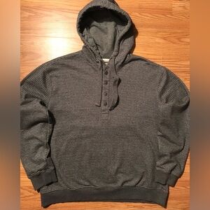 Jachs NY Recycled Fleece Hoodie Mens XL Gray Striped Pullover Sweatshirt